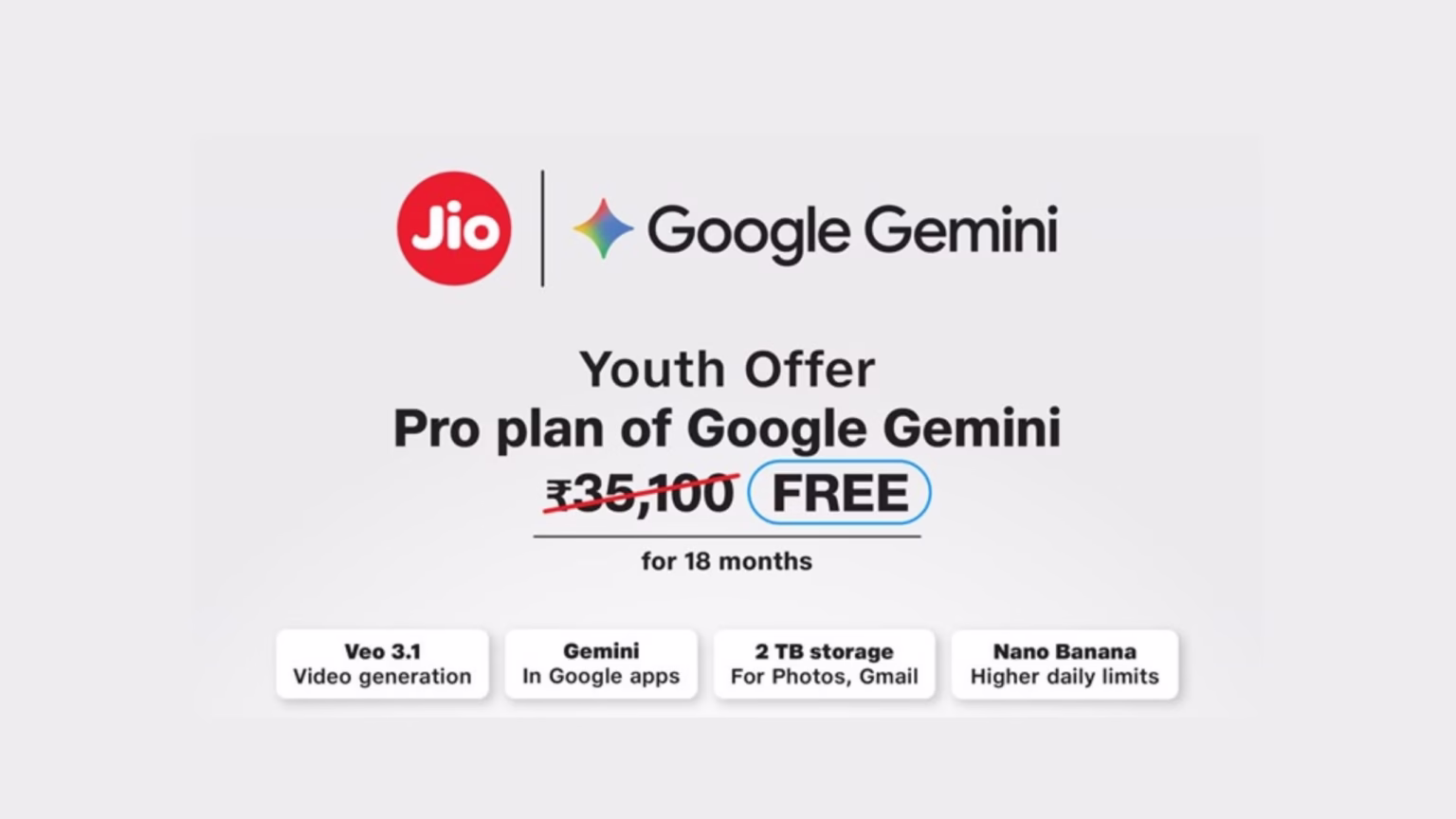 Jio and Google Bring 18 Months of Free Gemini AI Pro Access Jio and Google Bring 18 Months of Free Gemini AI Pro Access