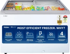 Haier HFC-300GM5 300 L 5 Star Glass Top Deep Freezer