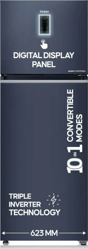 Haier HRF-4083BLGK-P 358 L 3 Star Double Door Refrigerator