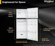 Whirlpool IF INV 355 Omega Black Conv-Y 308 L 3 Star Double Door Refrigerator